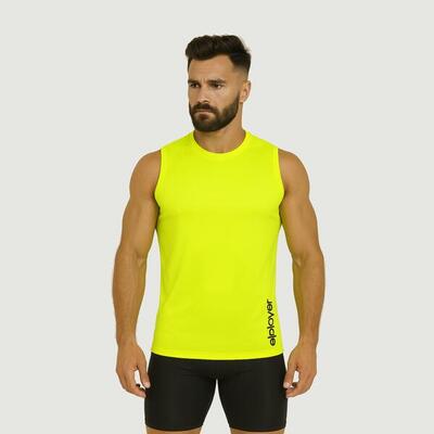 Heren fitness tanktop jeas fluorgeel