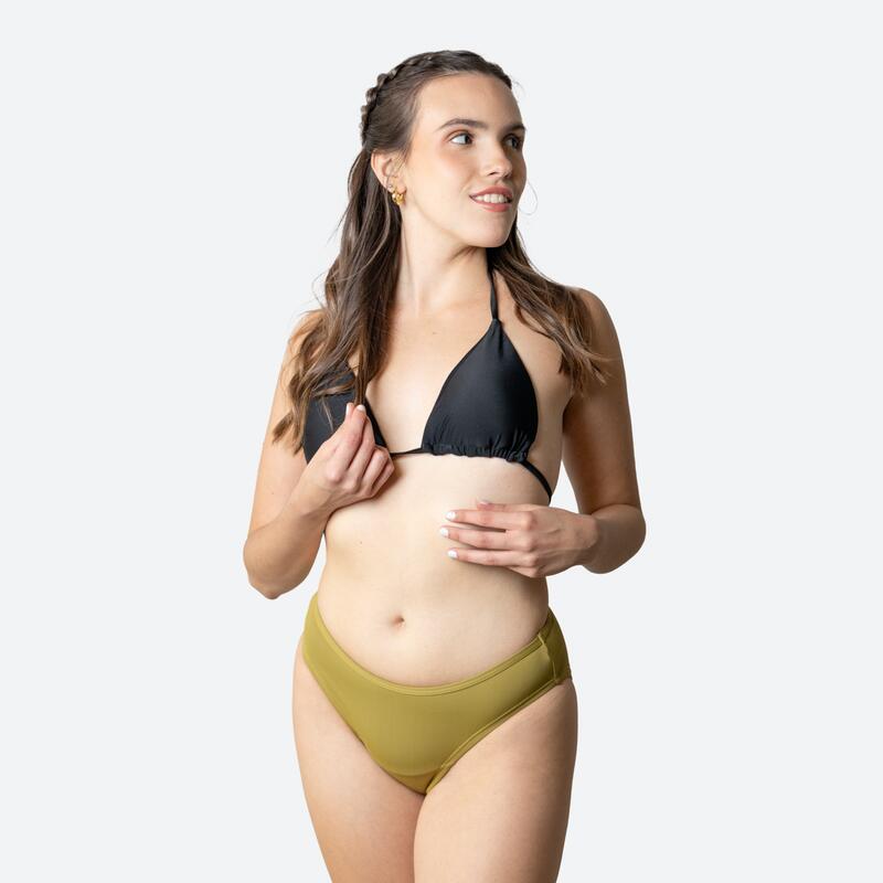Ecowoman - Bikini Menstruel Classique Vert Fille Flux Modéré - Bas De Maillot De Bain (bikini) - Noir|orange|vert - Decathlon
