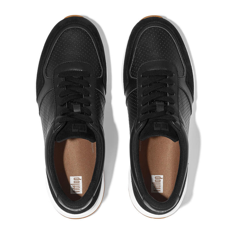 FITFLOP F-Mode Suede/Leren Sneakers  ZWART 36