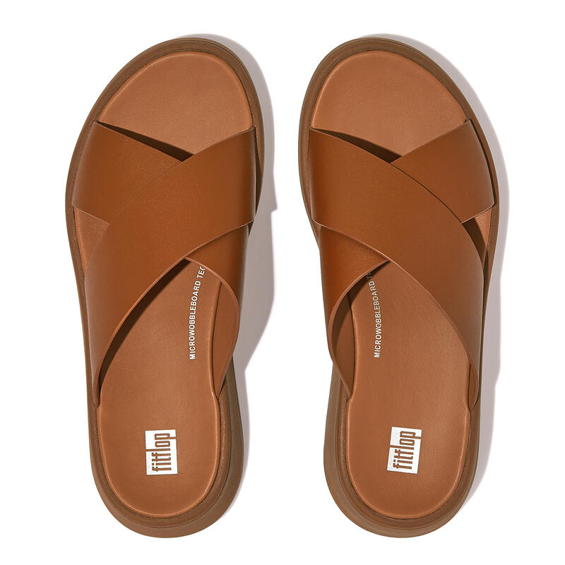 FITFLOP FitFlop F-Mode Leather Flatform Cross Slides  LICHTBRUIN 39