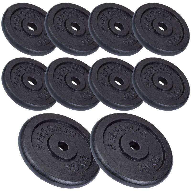 Set de placi de greutate 60KG (2x 10 8x 5) 30 si 31 mm fonta negru
