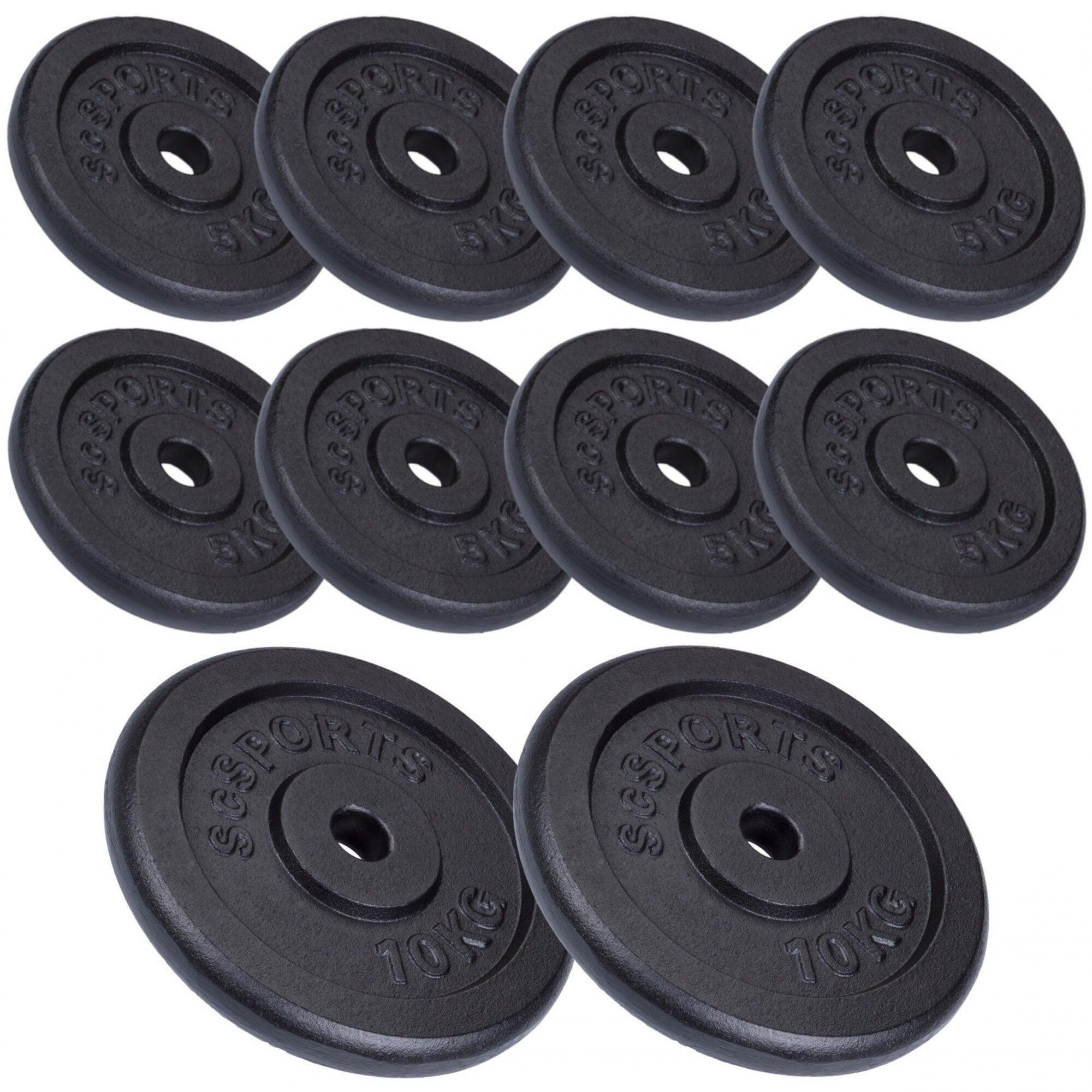 Set de placi de greutate 60KG (2x 10 8x 5) 30 si 31 mm fonta negru
