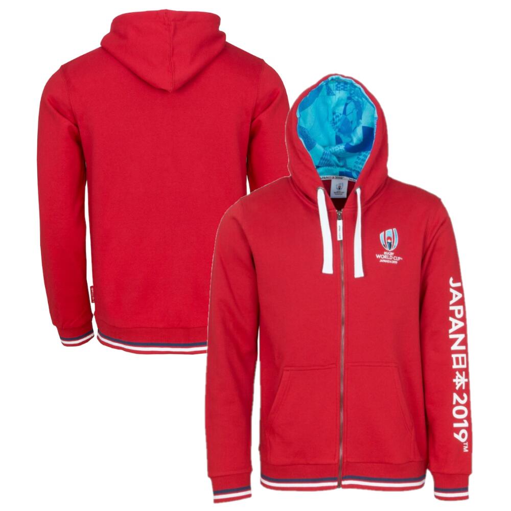 England Rugby Men's Hoodie World Cup Red Zip Through Hoodie
