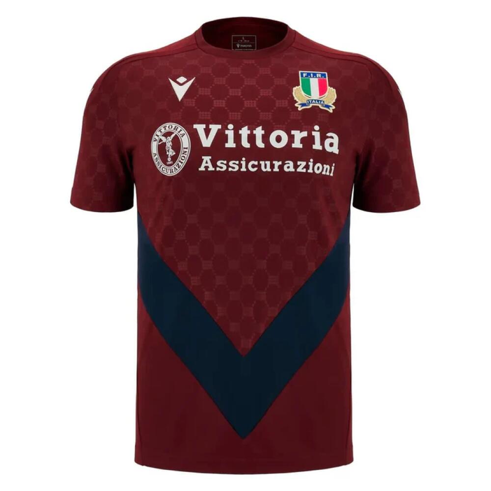 Italy Kid's Rugby Shirt Macron 24/25 Red Training Jersey 2/3