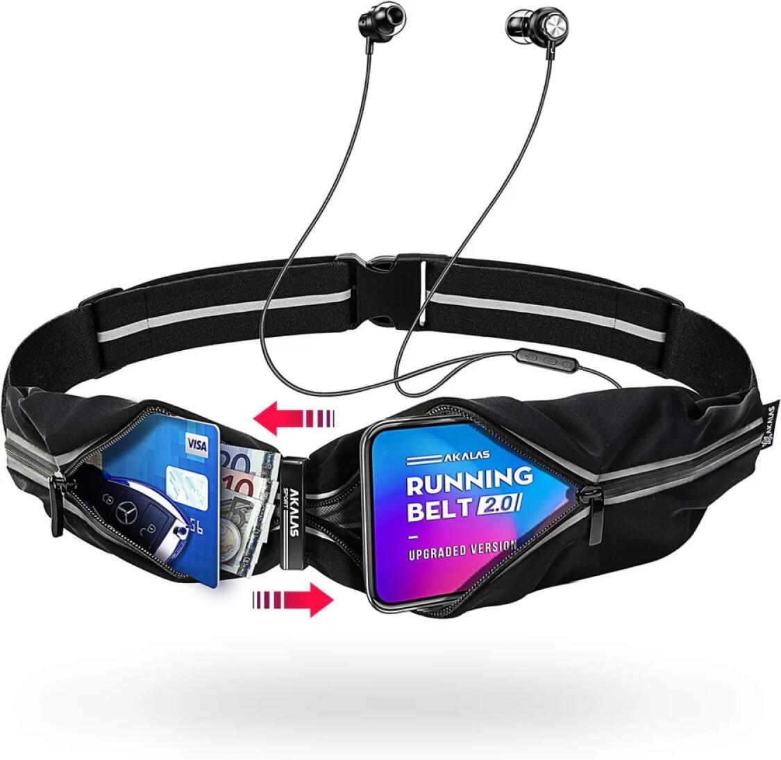 NO BRAND Akalas Black Running Belt Sweatproof Waist Pack Bag