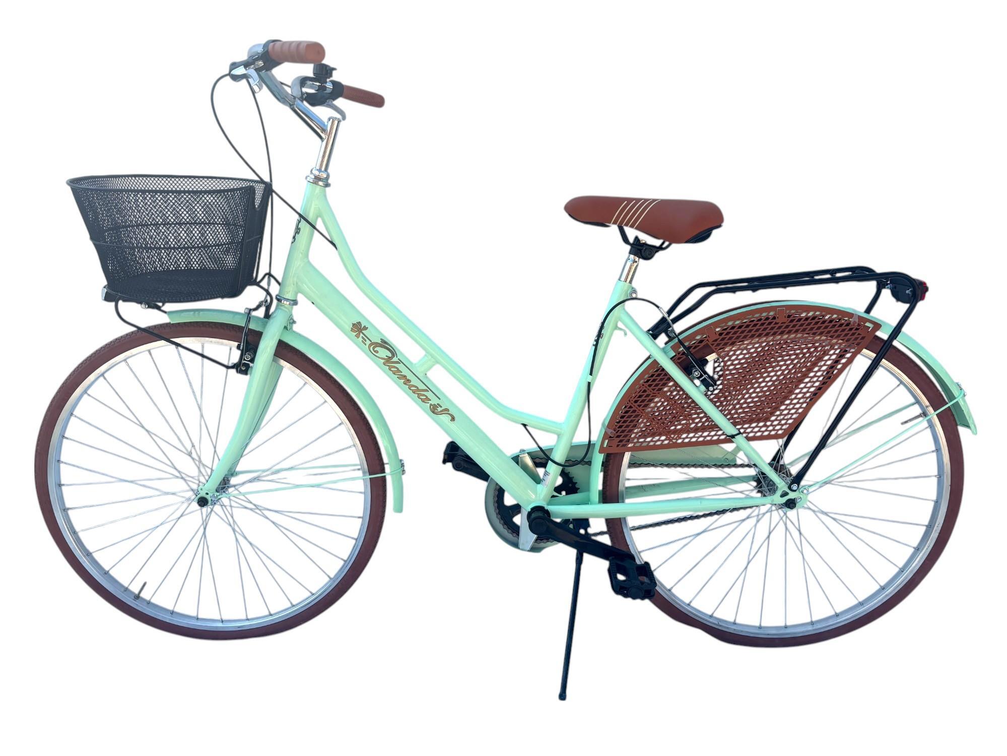 Bicicletta Donna Passeggio Misura 26 Bici Da Città Con Cestino Verde Mar 2/8