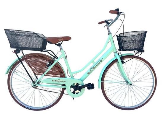 Bicicletta Donna Da Passeggio Misura 26 Bici Città Con 2 Cestini Verde Mar