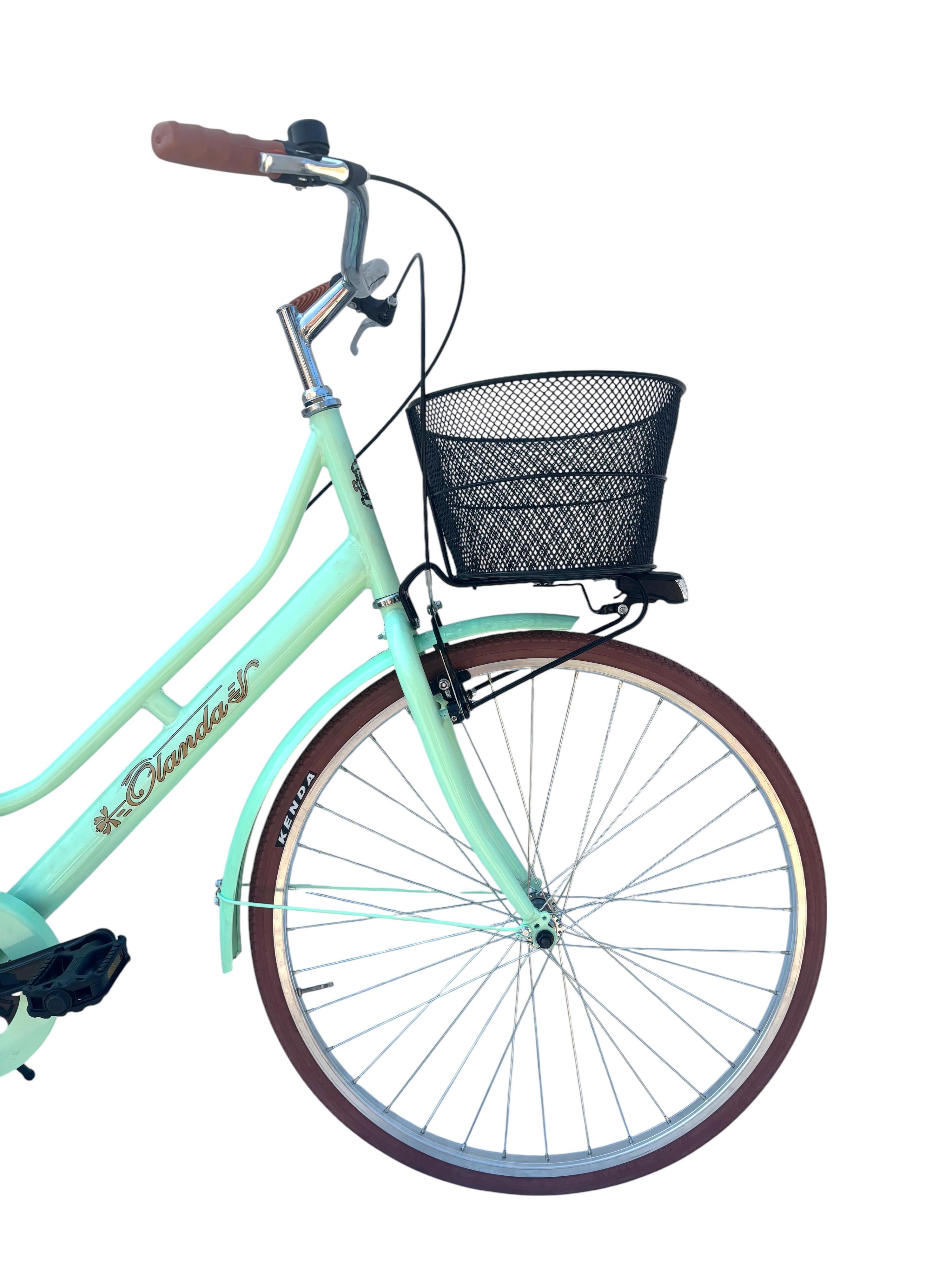 Bicicletta Donna Passeggio Misura 26 Bici Da Città Con Cestino Verde Mar 3/8