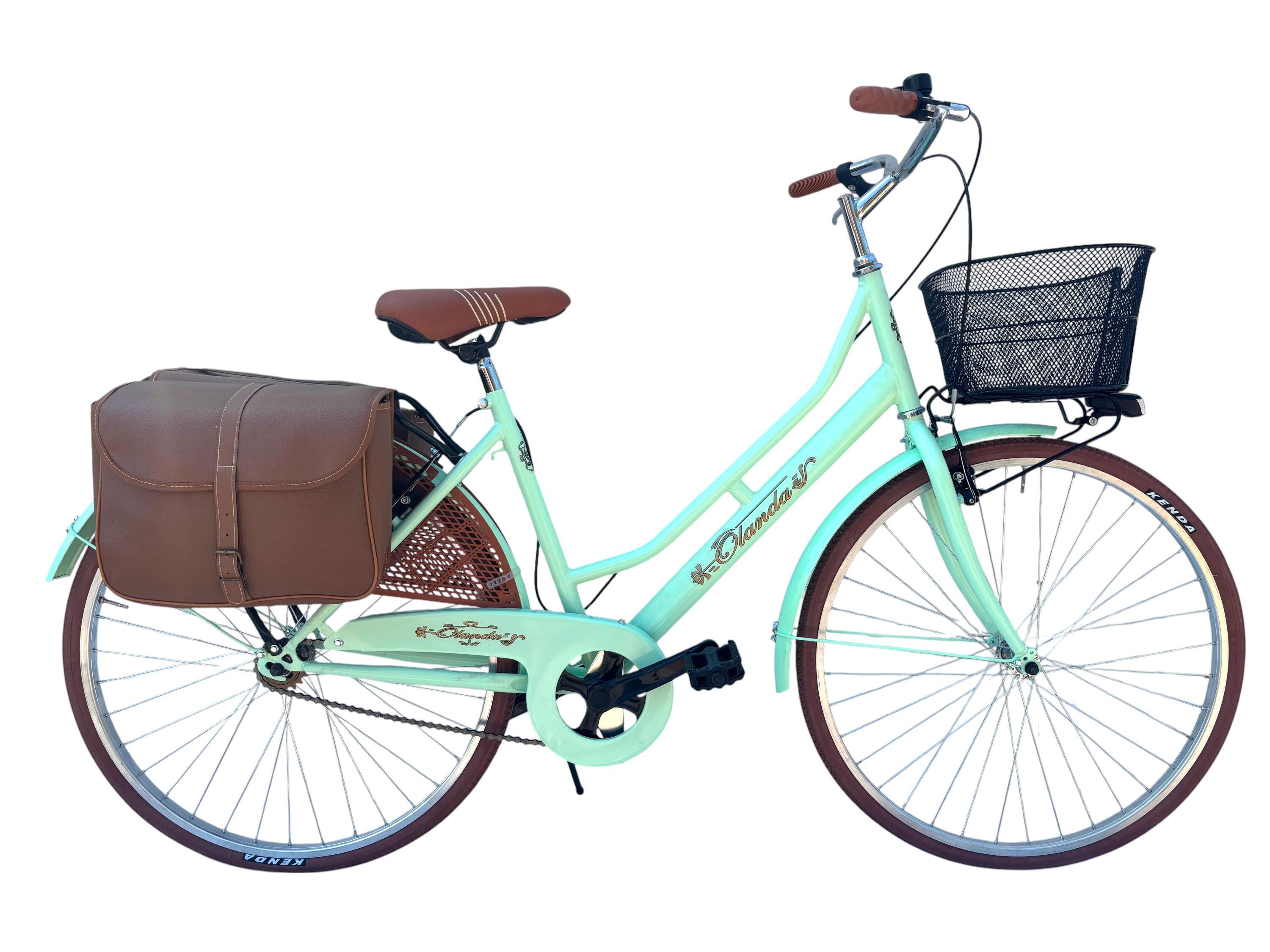 MADICKS Bicicletta Donna Da Passeggio 26 Bici Città Con Cestino E Borse Verde Mar