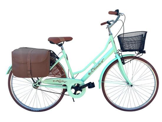 Bicicletta Donna Da Passeggio 26 Bici Città Con Cestino E Borse Verde Mar