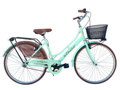 Bicicletta Donna Passeggio Misura 26 Bici da città con Cestino Verde Mar