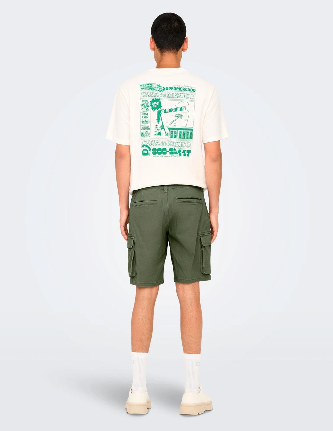 Bermuda e pantaloncini per uomo Only&sons verde. 2/7