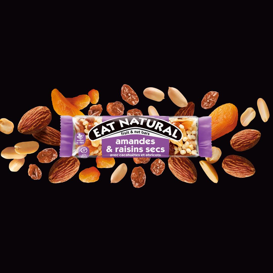 EAT NATURAL -  Barre céréales - Amandes, raisins secs & abricots - Boîte de 12 3/7