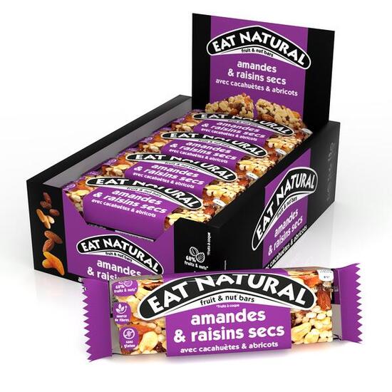 EAT NATURAL - Barre céréales - Amandes, raisins secs & abricots - Boîte de 12