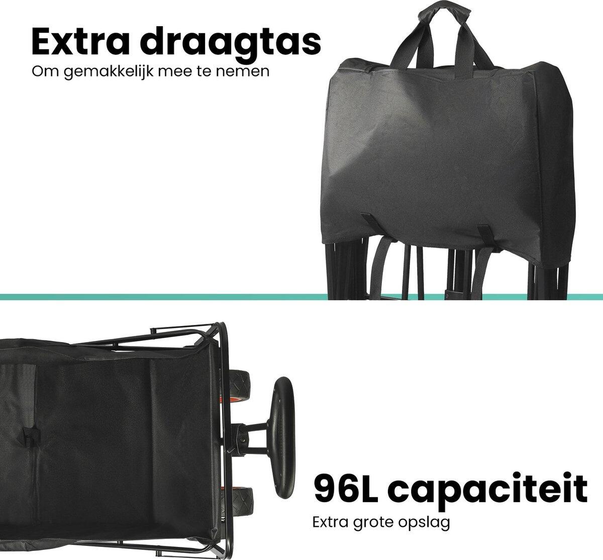 Bolderkar XXL - Opvouwbaar - 100KG - 96L - Inklapbaar - 2 Standen - Zwart 3/3