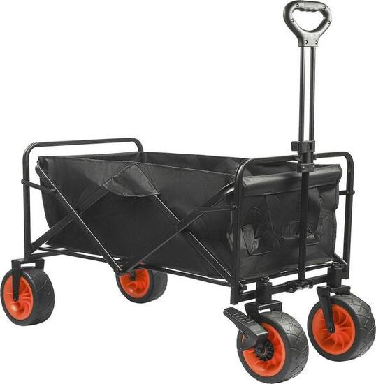 Bolderkar XXL - Opvouwbaar - 100KG - 96L - Inklapbaar - 2 Standen - Zwart