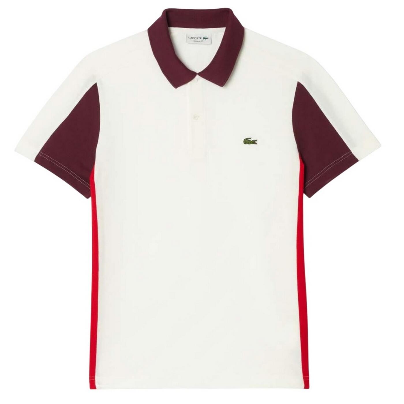 LACOSTE Mens Colour Block Regular Polo Shirt (Cream)