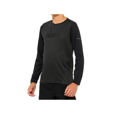 100% Ridecamp Youth Long Sleeve Jersey Black/Charcoal S