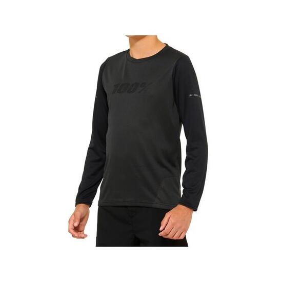 100% Ridecamp Youth Long Sleeve Jersey Black/Charcoal S