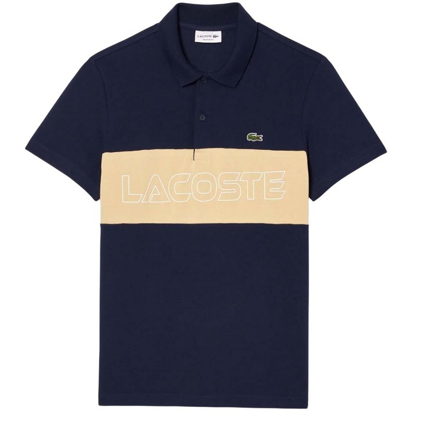 LACOSTE Polo uomo Lacoste in cotone piqué elasticizzato navy/crema