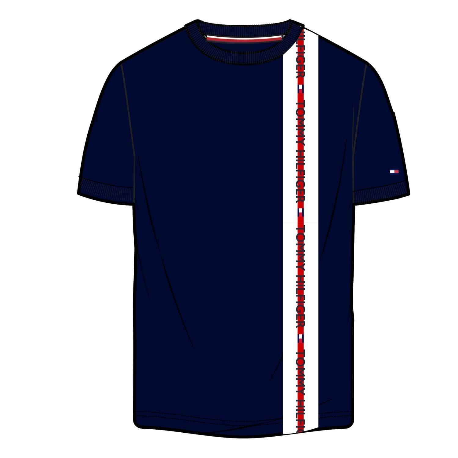 TOMMY HILFIGER Mens Stripe Logo TShirt (Blue)