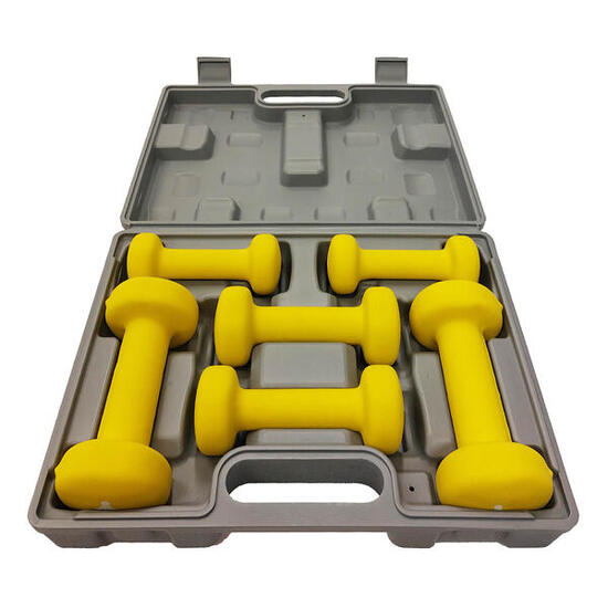 Kit manubri fitness 6 kg con valigetta | neoprene softgrip | 6 pezzi | esagonali