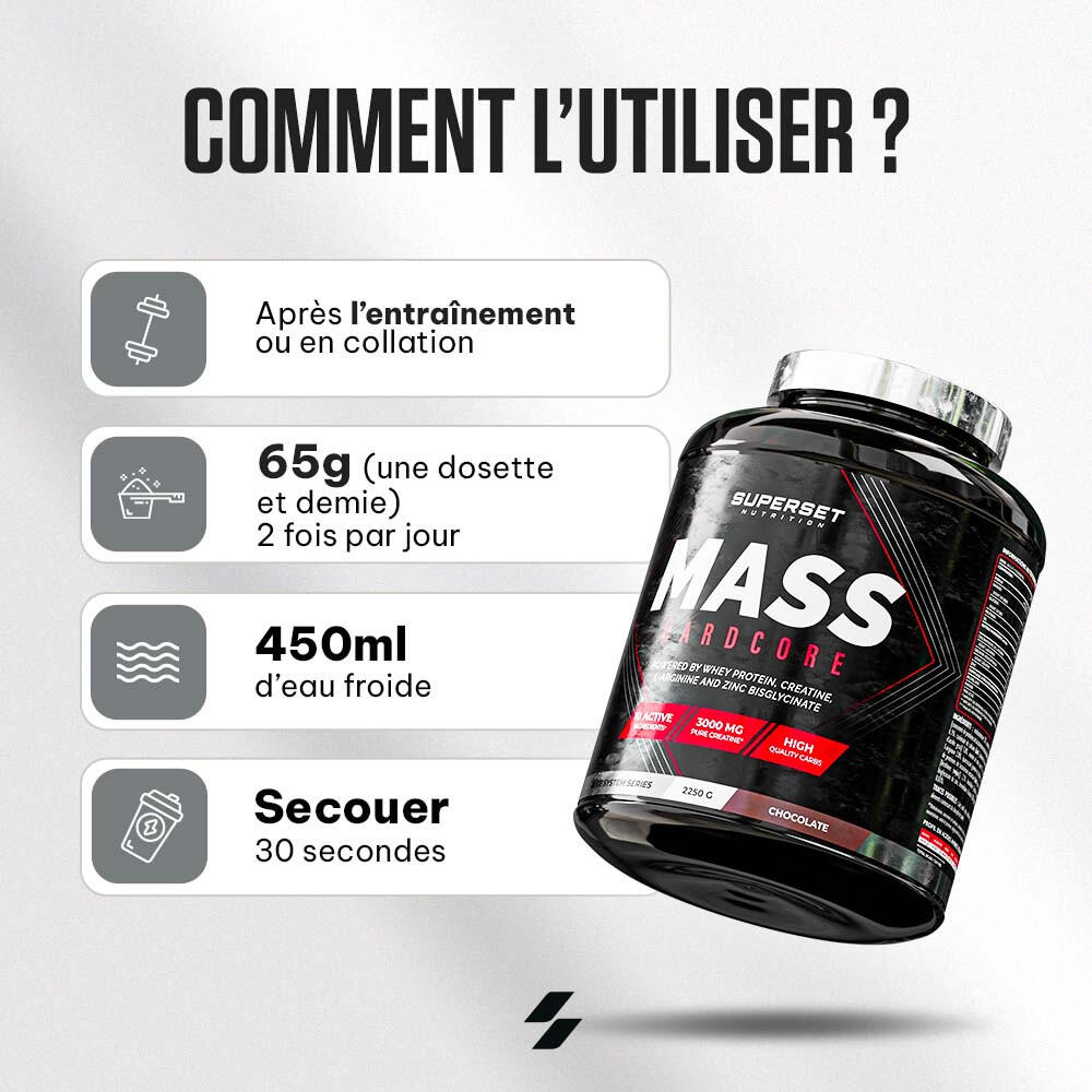 Gainers | Mass Hardcore (2,25kg) | Chocolat 3/5