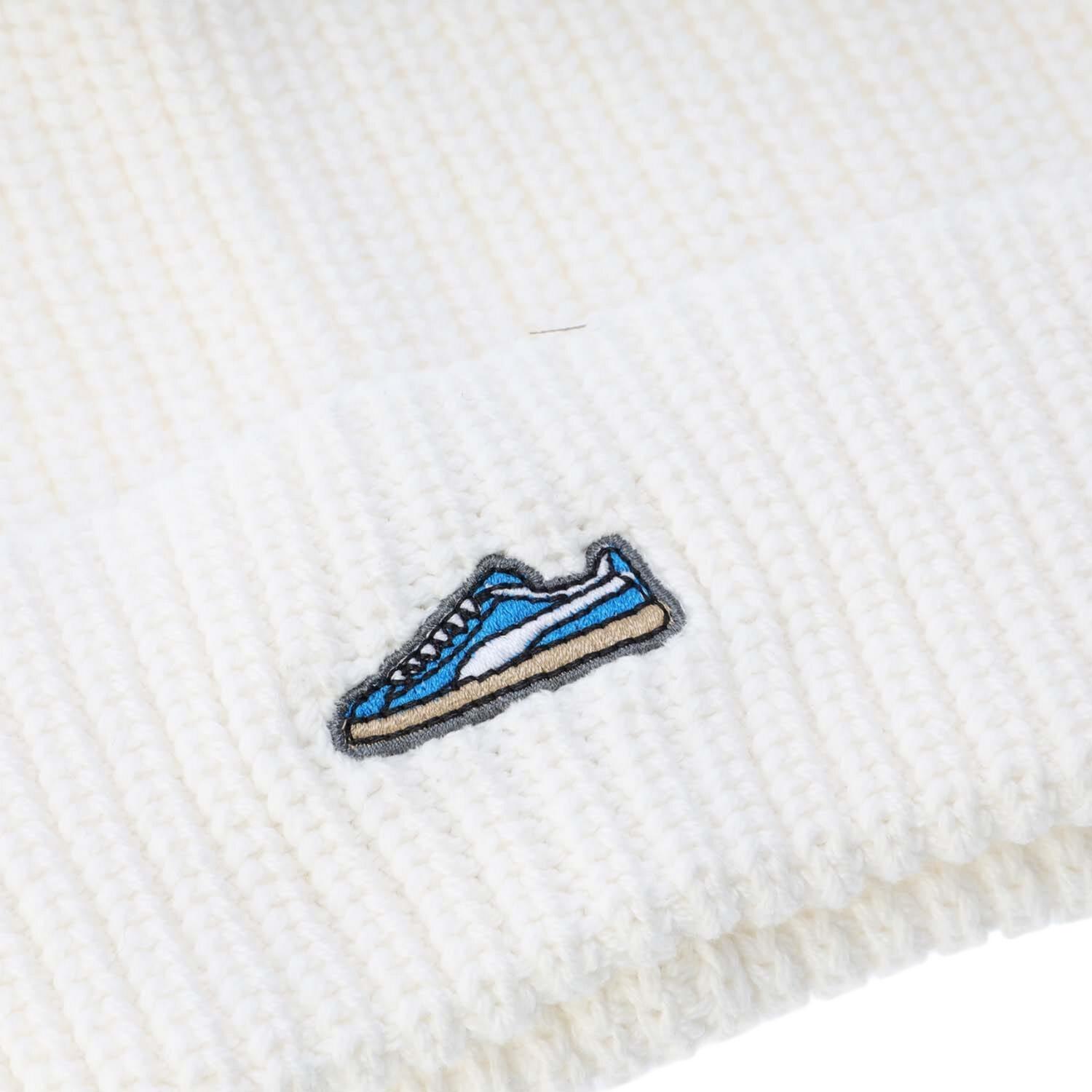 Classic Graphic Cotton Beanie (White) 3/3