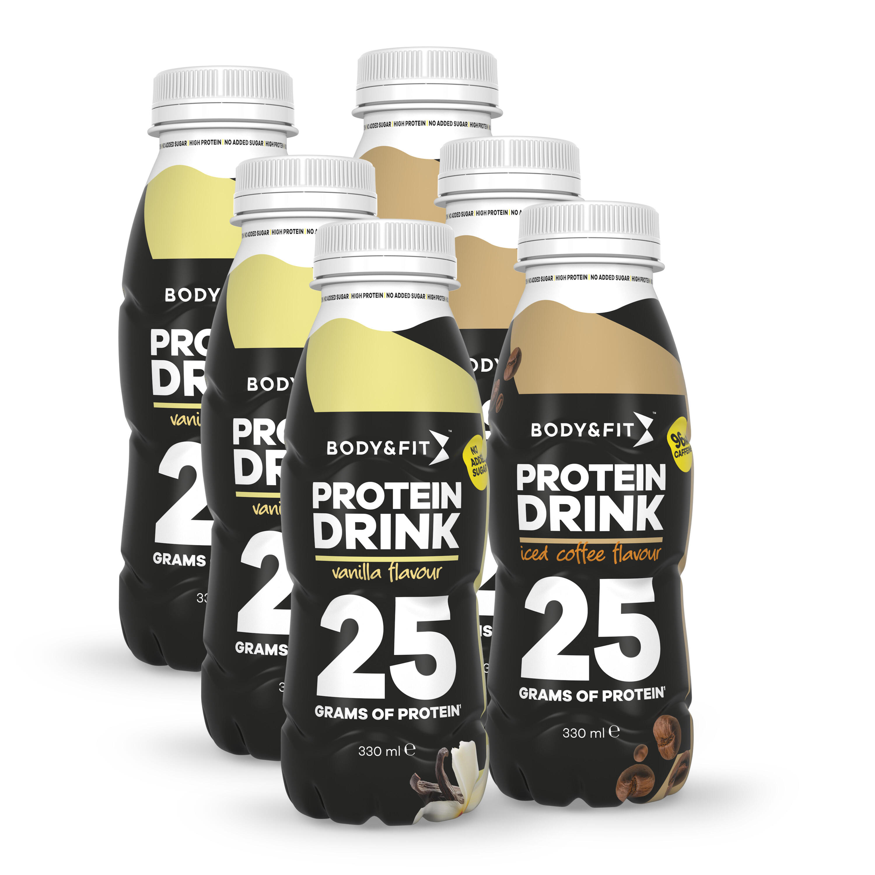 BODY&FIT Protein Drink - Kant en Klare Eiwitshake - Vanille/Iced Coffee Mix - 1980 ml
