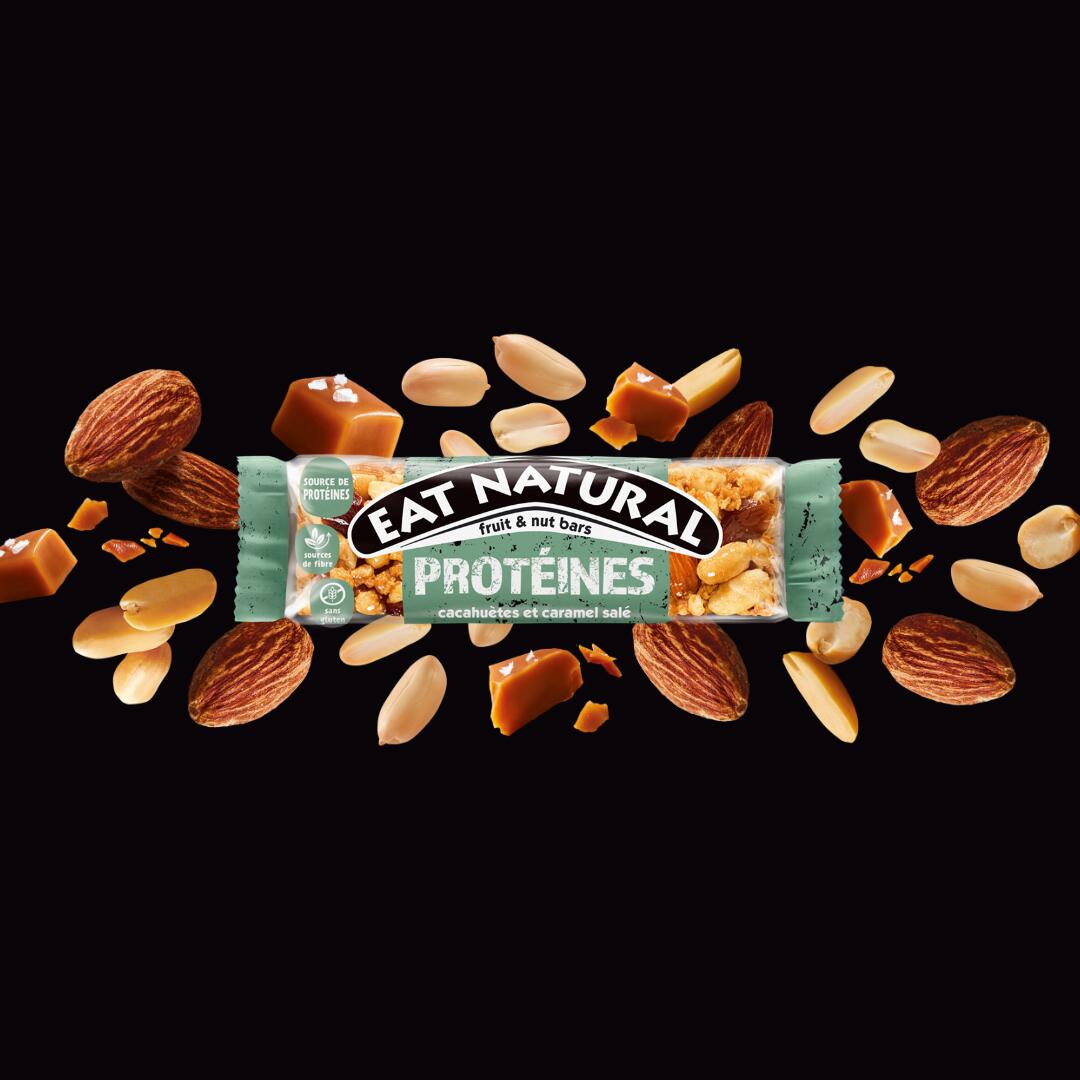 EAT NATURAL - Barre céréales - cacahuètes & caramel - Boîte de 12 4/7