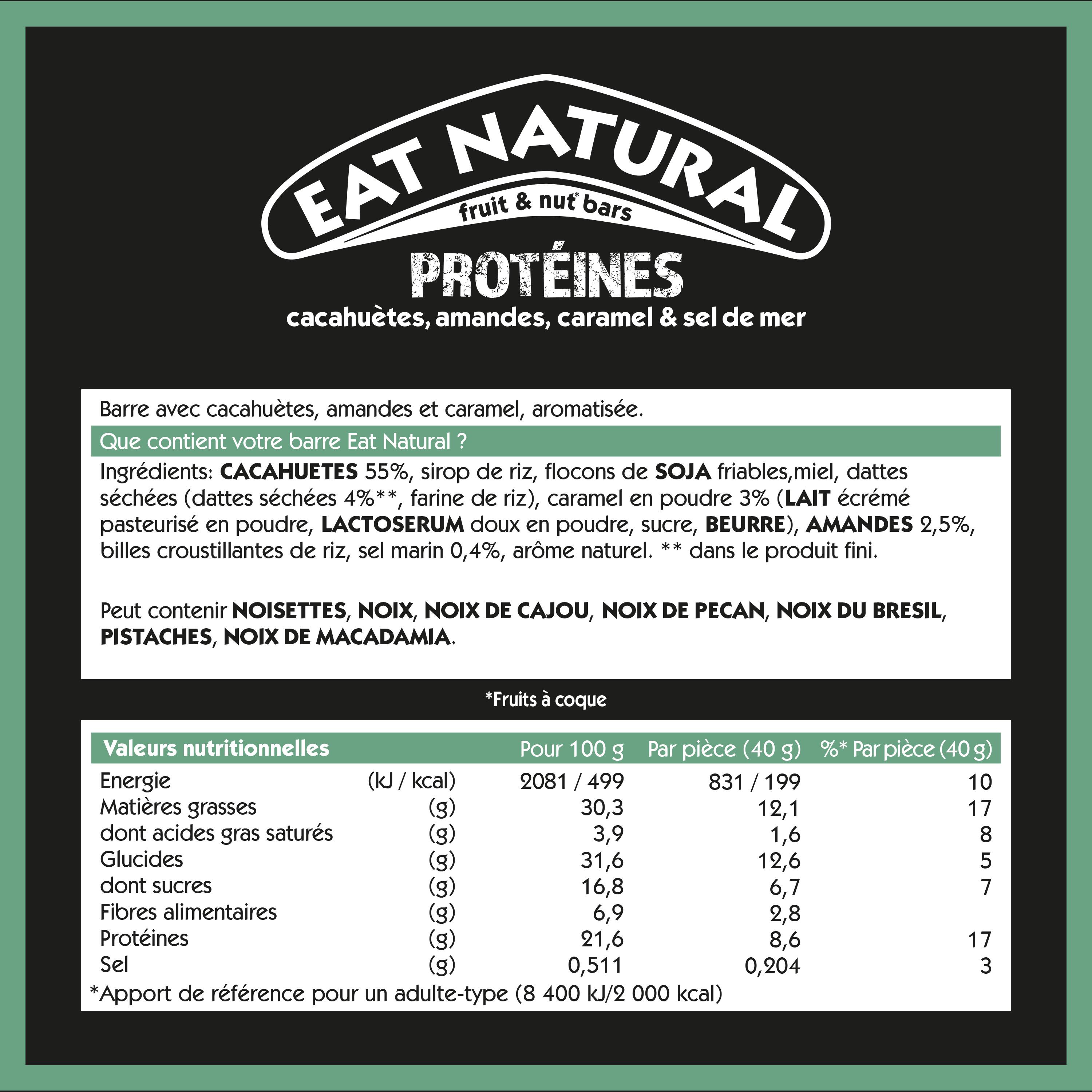 EAT NATURAL - Barre céréales - cacahuètes & caramel - Boîte de 12 2/7