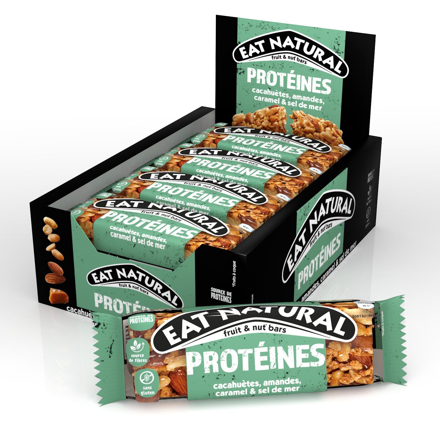 EAT NATURAL - Barre céréales - cacahuètes & caramel - Boîte de 12 1/7