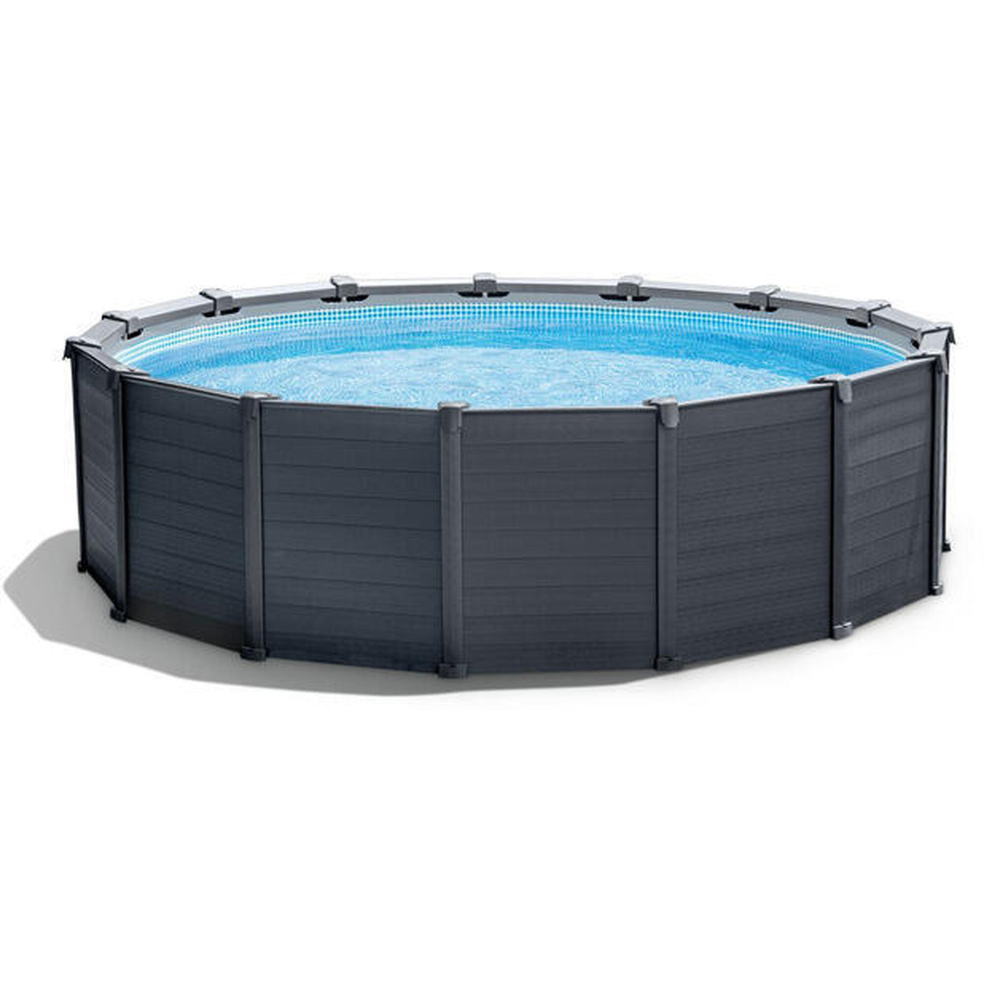 Intex - Ø 478 X 124 Cm Intex Graphite Panel Kit Piscine Ronde - Piscine - Bleu|gris - Taille Unique - Decathlon