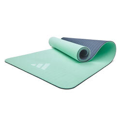 Tapis de yoga double face - 6 mm - Bleu / Menthe