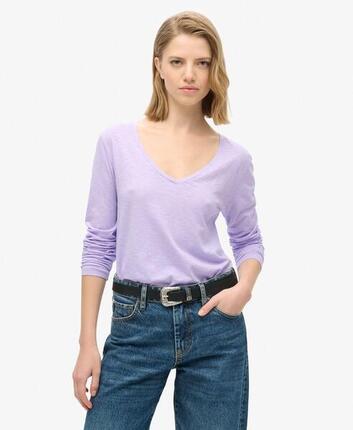 Langarmshirt aus Jersey mit V-Ausschnitt