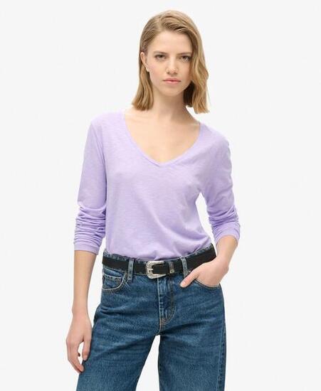 Langarmshirt aus Jersey mit V-Ausschnitt