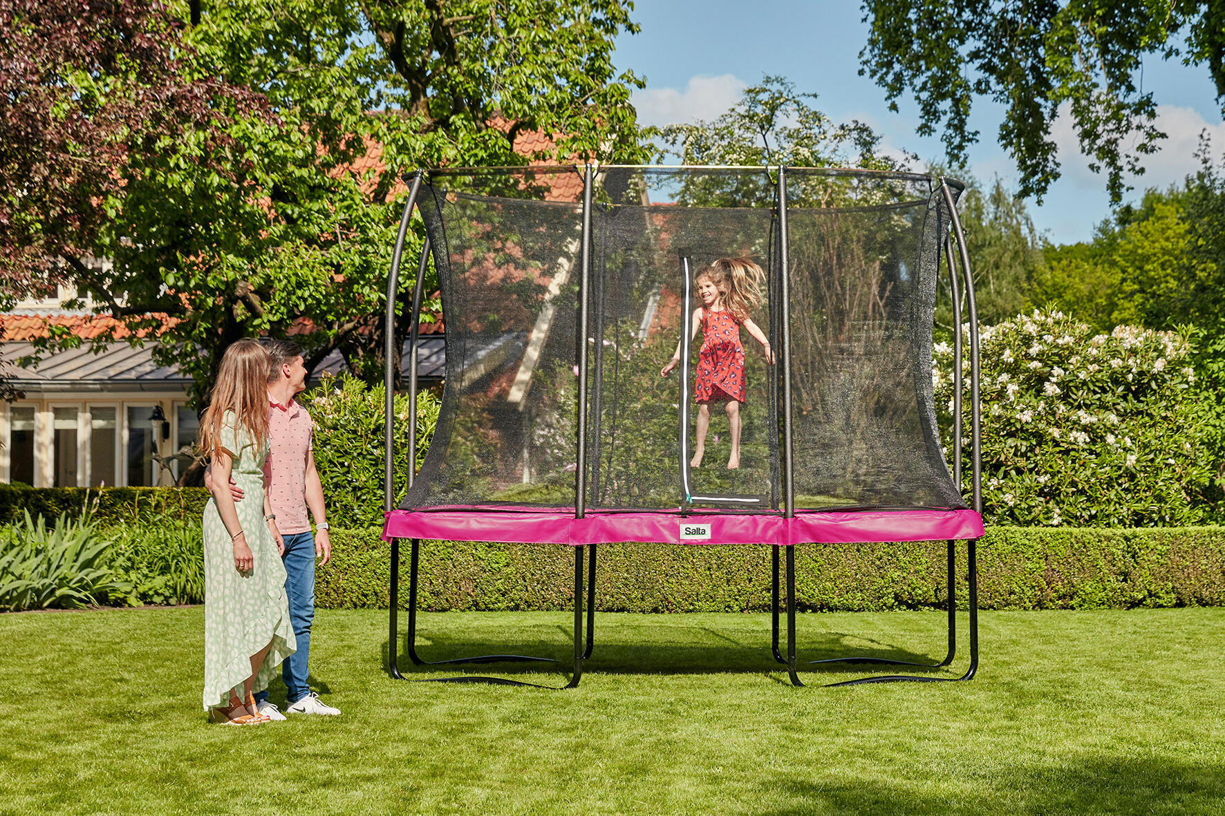 10ft x 7ft Salta Pink Rectangular Comfort Edition Trampoline | Decathlon
