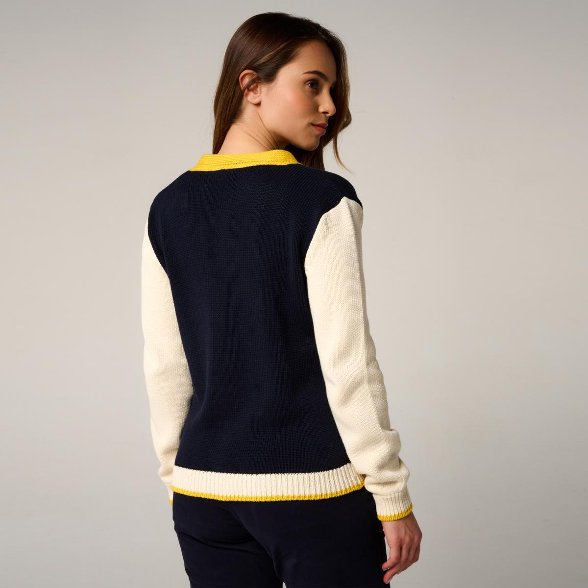 Cardigan Heritage femme Roland-Garros - Marine et Ecru 4/5