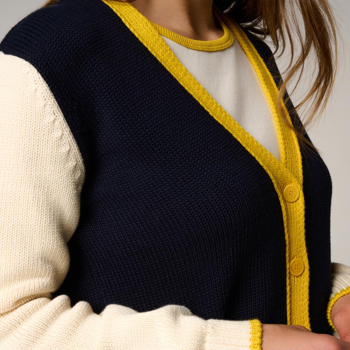 Cardigan Heritage femme Roland-Garros - Marine et Ecru 2/5
