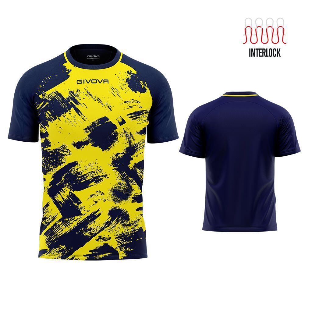 T-shirt Sportowy Givova Art Fluo Żółty i Niebieski - Rozmiar M