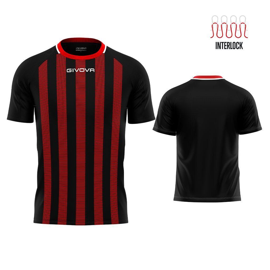 T-shirt rugby Givova Czarny-Czerwony 2XS - Oddychający i Trwały