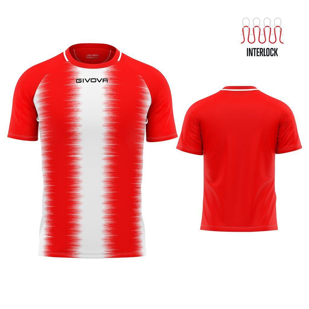 T-shirt Sportowy Givova Stripe XL Czerwony i Biały Unisex z Bawełny