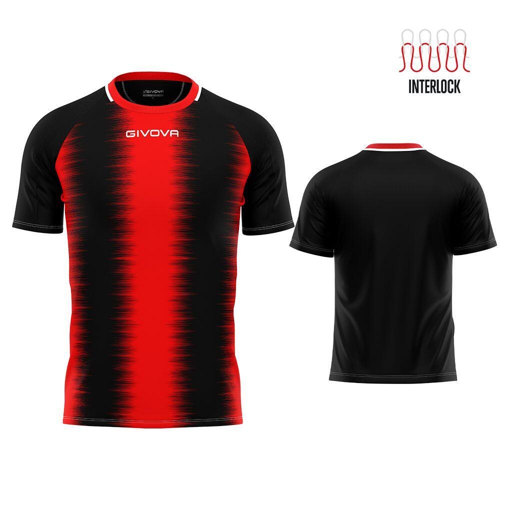 GIVOVA Givova Stripe Sport T-Shirt rot-zwart XL-Atempflege & flexibel
