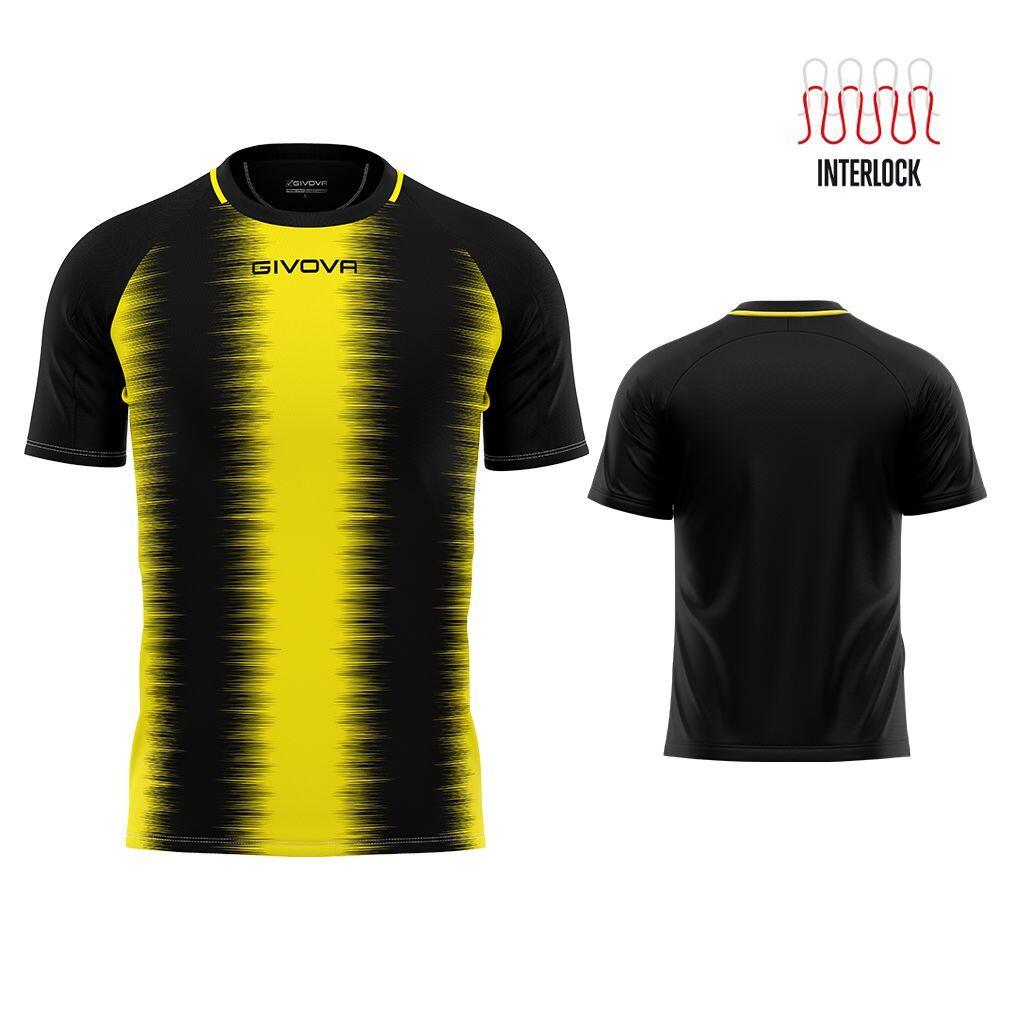 Givova Stripe Sport T-shirt Żółto-Czarny XL - Oddychający i Zrównoważony