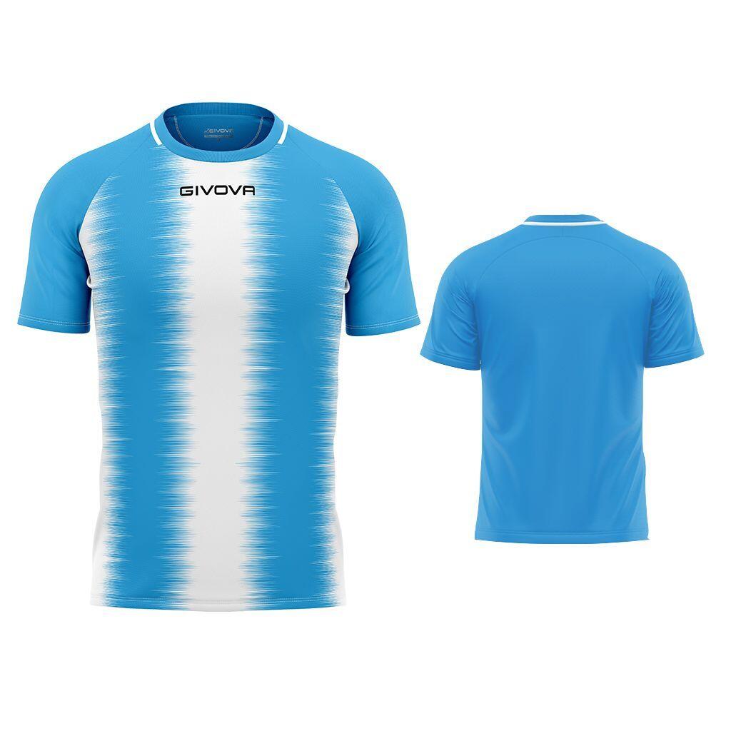 T-shirt Sportowy Givova Stripe dla Mężczyzn - Oddychający Bawełniany Sky-White