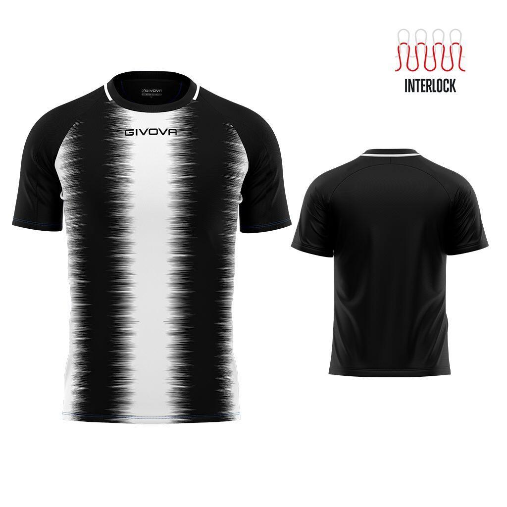 T-shirt Givova Sport w Pasach Czarno-Białych dla Mężczyzn