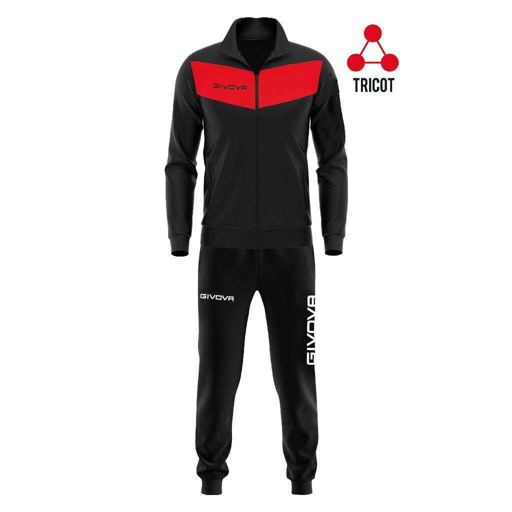 GIVOVA TUTA complete uomo ( acetato-poliestere) givova nero/rosso