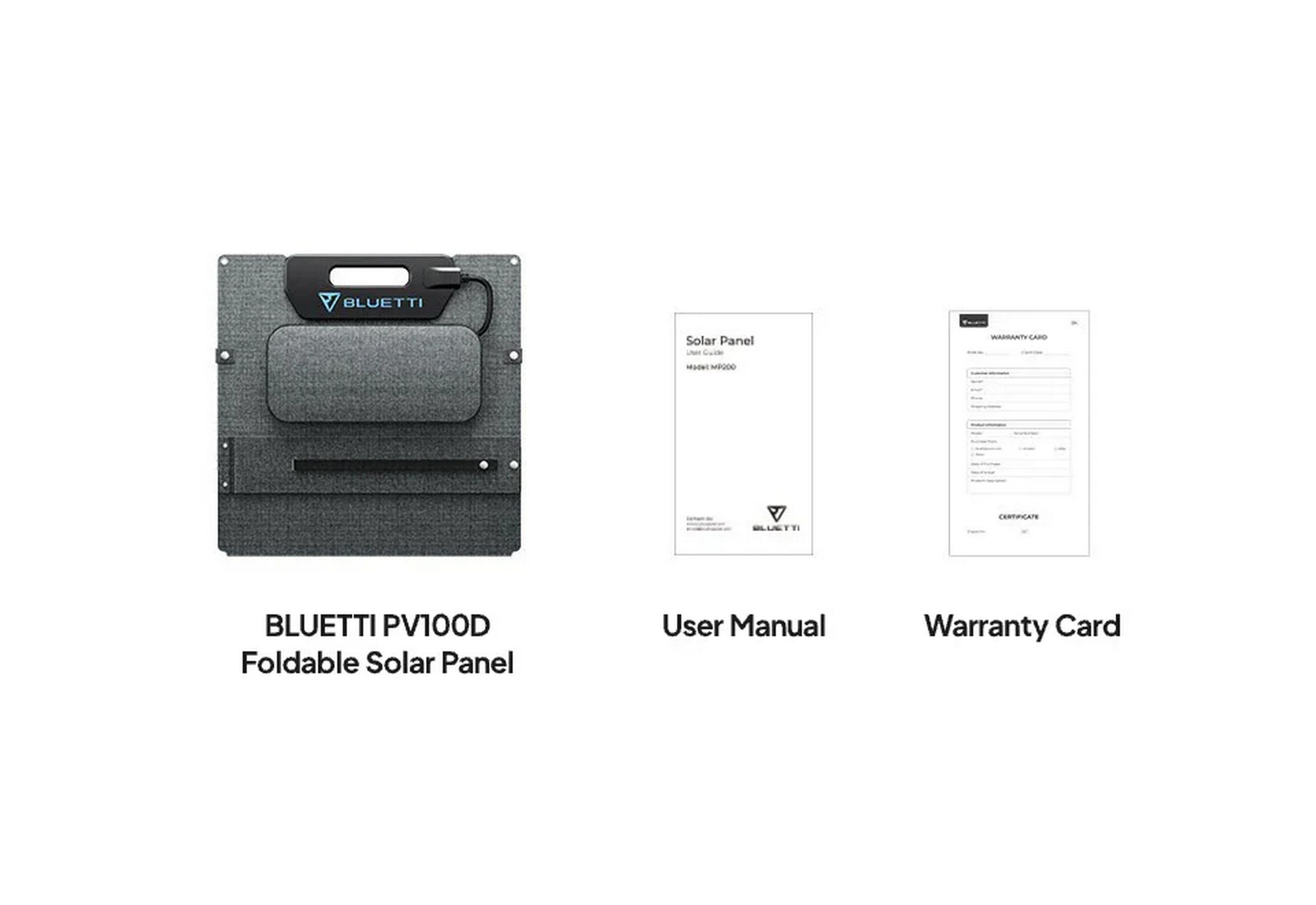 Painel solar portátil BLUETTI PV100, 100 W para AC180P/AC70P/AC50P, IP67 5/7