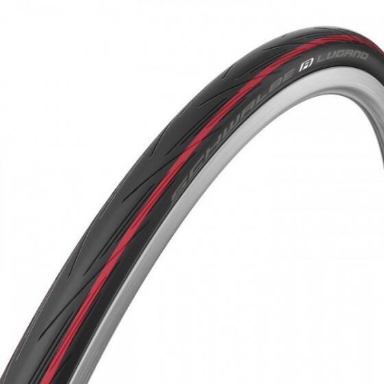 Pneu route 700x25 Schwalbe lugano tt noir/rouge tr (25-622)