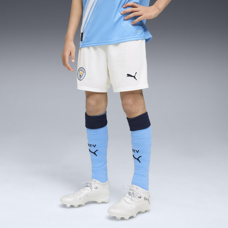 Młodzieżowe szorty Manchester City 25/26 PUMA White Team Light Blue